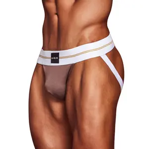 Celana dalam bikini seksi jockstrap kustom untuk pria pakaian dalam gay tembus pandang
