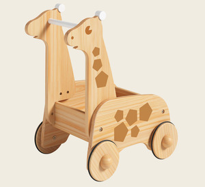 Boîte de rangement en bois Montessori classique pour enfants, avec motif girafe et chariot, idéale pour l'éveil éducatif - Product Image 1