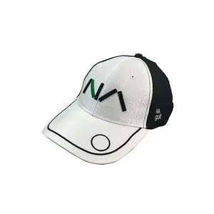 Toptan Golf kulübü başörtüsü kap golf şapkaları özel nakış logosu beyaz ve siyah tenis golf şapkaları