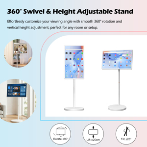 Televisor Móvil <span class=keywords><strong>de</strong></span> 22, 24, 27 y 32 Pulgadas, Reproductor <span class=keywords><strong>de</strong></span> Video <span class=keywords><strong>Facebook</strong></span> y Tiktok, Pantalla Táctil LCD Giratoria, Televisor Portátil Interactivo Inteligente con Batería - Product Image 1