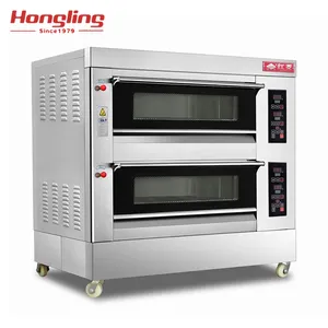 HLY-204-NM 4 Trays Glass Door Gas Double Deck Oven Bread Bakery Oven