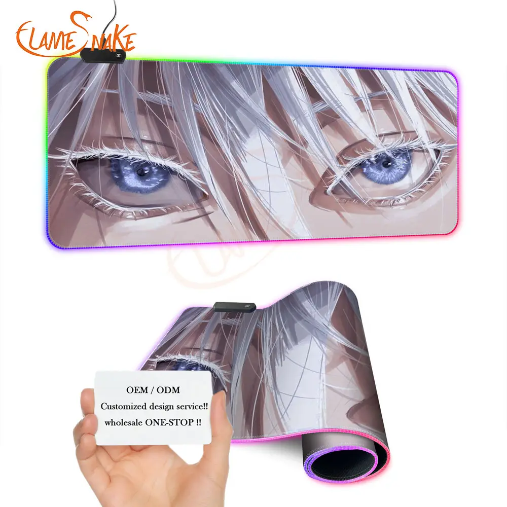 FLAME SNAKE Serie de dibujos animados Anime Beautiful Eyes RGB Mouse Pad Gaming , Gaming Mouse Pad Iluminado RGB 800x300 , Gaming Pad