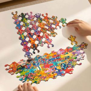 Premium Gift <b>Box</b> Jigsaw Family Activity Cute Flog Shape Eco-Friendly Lamination Wooden <b>Puzzles</b> for Home Decoration - Product Image 2