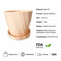Pot de fleurs en plastique blanc avec texture géométrique 3D, léger et durable, pour salon, balcon, bureau