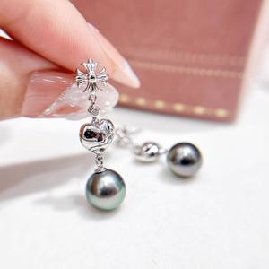 เวนชี 10948 22636 เงินแท้ S925 อุปกรณ์ทำเครื่องประดับมุก DIY แบบเรียบง่ายทันสมัย ฐานเปล่าสำหรับใส่ลูกปัดกลมขนาด 8-12 มม. สำหรับต่างหู - Product Image 2