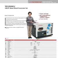 Generador Diésel Silencioso YD12500CJ de 10KW, Refrigerado por Agua, Motor EV80, AVR, 50Hz, 230V/400V, Generación de Energía ATS