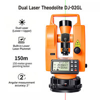 Théodolite de haute précision DJ 02GL avec double laser vert (haut et bas) et compensation électronique à double axe pour la topographie de bâtiments