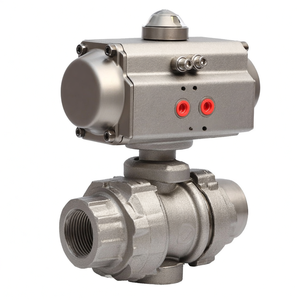 Válvula de Bola Neumática de PVC, Válvula de Bola de Control de Aire de Doble Unión con Actuador Neumático - Product Image 1