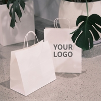 Sac en kraft blanc écologique recyclé Allwin Packfactory pour emballage à emporter de café et de cadeaux