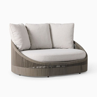 Fauteuil pivotant d'extérieur moderne et durable en tissu gris, tailles personnalisables, idéal pour hôtels, villas, propriétés et ensembles de villégiature
