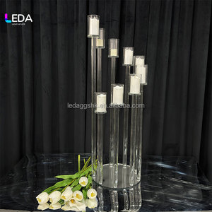 LEDA <b>Crystal</b> Candelabra Round Glass Candle Holders for Wedding Home Decoration Durable High Quality - Product Image 3