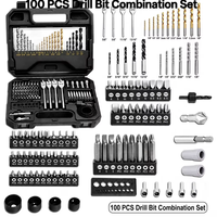 Lot de 100 forets HSS, forets hélicoïdaux, scies cloches pour bois et maçonnerie, embouts de tournevis, kit d'outils à main, embouts de perçage multifonctionnels