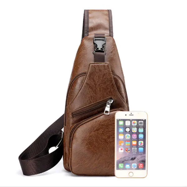2021 Hot Casual PU Leather Bag Vertical Briefcase Shoulder Messenger Bags USB charger port earphone hole Men's Handbags