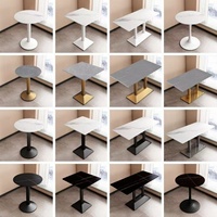 Meubles en bois modernes simples, pieds en métal, plateau en marbre, petite table ronde carrée, tables de bar de cuisine, tables de restaurant pour café