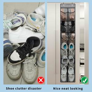 Heavy-Duty 12-Pocket Hanging <b>Shoe</b> Organizer, Non-woven Breathable Mesh with Metal <b>Hooks</b>, for Closet Dorm &Household Organization - Product Image 5