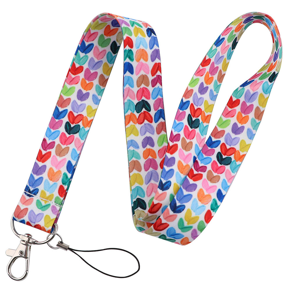 Fashion Heart Shape Design Lanyards Wholesale Promotional Gifts Phone Neck Satin Lanyards Custom Portable ID Card Holder Lanyard Image 5