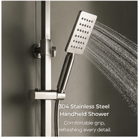 Système de douche mural moderne en acier inoxydable 304 brossé avec douchette à main, barre coulissante et mitigeur de salle de bain