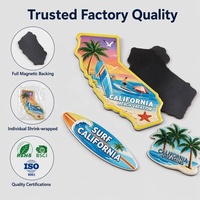 Aimant de réfrigérateur 3D en aluminium gaufré Californie 2x3 pouces, souvenir de voyage surf et plage pour la cuisine, le bar, la décoration intérieure, la décoration de la man cave, ou comme cadeau