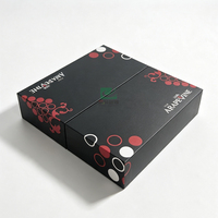 Boîte cadeau rigide à double porte avec laminage mat écologique personnalisé pour l'emballage de chocolats, de desserts et de bonbons, papier noir recyclable