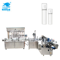 Ligne de production entièrement automatique de remplissage, de bouchage et d'étiquetage de sérum pour le visage en bouteille plastique, système de remplissage à piston