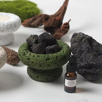 Pot en béton à double niveau, personnalisé en usine, à texture rugueuse poreuse volcanique, avec pied, pour bougies en cire de soja DIY, en gros, plusieurs tons terre