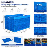 Panier en plastique pliable HUADING 800*580*500 mm en PP, facile à nettoyer et empilable, pour le stockage dans la chaîne d'approvisionnement