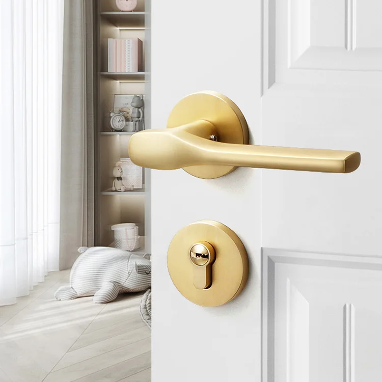 Serrure de porte en porcelaine dorée, poignée de porte, nouveau design pour portes intérieures de salle, vente en gros