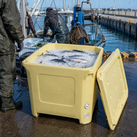 Bac à fruits de mer rotomoulé de 660 L, grand conteneur isotherme pour la conservation et la logistique commerciales du poisson