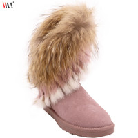 Bottes d'hiver/automne en cuir thermique mi-mollet pour femmes avec fourrure de renard, personnalisables avec logo et couleur, support ODM/OEM, vente en gros