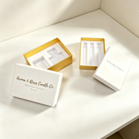 Boîte cadeau rectangulaire rigide en carton blanc écologique personnalisée avec logo en feuille d'or, emballage de luxe en papier pour bougie parfumée et diffuseur à bâtonnets
