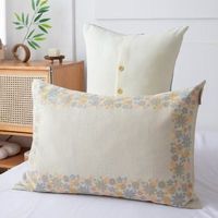Taie d'oreiller en coton pur 40S, certifiée Oeko-Tex, motif floral, décoration de chambre à coucher, housse de coussin avec fermeture à bouton