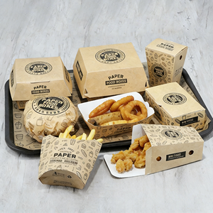 Emballage alimentaire en papier jetable personnalisé pour frites, boîtes à poulet frit, boîtes à hamburgers, boîtes à emporter, contenants pour restauration rapide - Product Image 1