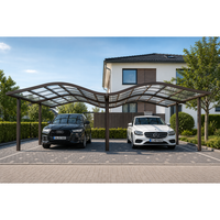 Abri de voiture moderne à double couche en aluminium avec protection UV pour jardin extérieur, stationnement pour 2 voitures