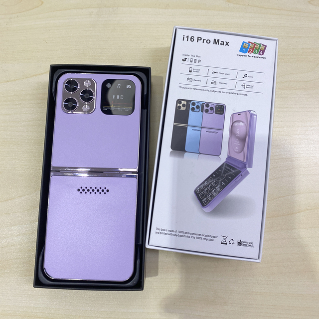 Hot New Foldable Phone I16 Pro Max 2.55 Inch 4 SIM Keypad Phone GSM 2G Multilingual Flip Feature Phone
