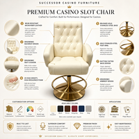 Tabouret de casino SUCCESSOR en acier inoxydable, base robuste, chaise de club, de bar, de casino, de baccarat, pour chaises de poker avec accoudoirs et roulettes