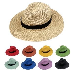 Vente en gros de logo personnalisé Fadora nouveau design à bord court Trilby papier Sombrero Panama Fedora chapeau de paille casquette pour hommes et femmes - Product Image 2