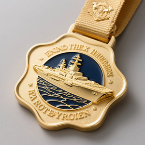 Médaille personnalisée en alliage de zinc avec logo gravé sur mesure, couleur personnalisée, forme personnalisée, portable, avec ruban - Product Image 1