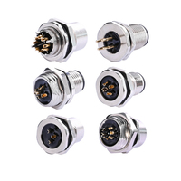 Conector de Panel PCB M16 de 5 Pines, IP67, Macho y Hembra, Fijación Trasera y Delantera, Conector de Tornillo de Cobre Chapado en Oro