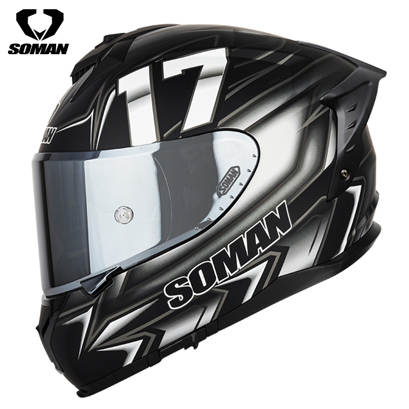 SOMAN Full Face Helmet - Dual Visor for Motorcycle Safety