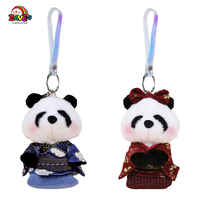 Peluche Panda Assis Personnalisée Zaves, Rembourrée en Coton PP, 12 cm, Doux Porte-clés Pendentif, Mignon et Petit, Accessoires Kimono