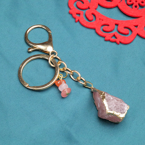 Porte-clés en cristal brut de pierre précieuse naturelle, améthyste, <span class=keywords><strong>lapis</strong></span>-<span class=keywords><strong>lazuli</strong></span>, pierres de guérison, <span class=keywords><strong>pendentif</strong></span> avec chaîne plaquée or pour femmes et hommes, cadeau - Product Image 3