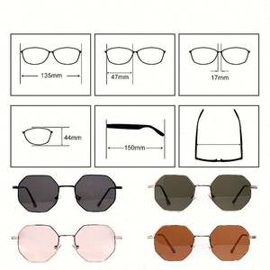 Nouvelles Lunettes de Soleil Polygones Vintage 2022 pour Hommes et Femmes, Verres Miroir, Monture Métallique Octogonale - Product Image 5