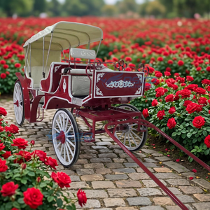 Charrette de Mariage à Chevaux Rouge à Deux Rangs, Style Européen, pour Visites Touristiques, Prix Usine - Product Image 1