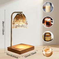 Lámpara Calentadora de Cera Eléctrica Retro con Control Remoto, Base de Mármol de Cristal, Lámpara de Vela sin Llama Regulable, Regalo de Navidad o Cumpleaños