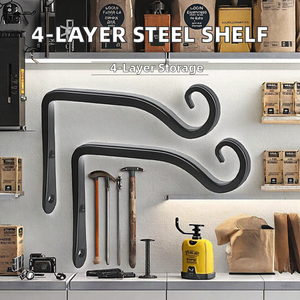 Black Curved Metal <b>Wall</b> Mount Bracket for Flower Pot Vintage Style Rust Resistant Storage Holder Modern rust-resistant <b>wall</b> - Product Image 2