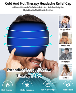 Hot Cold Therapy <b>Hat</b> for Migraine Pain Relief and Puffiness Reduction Black Sleep Support Pad - Product Image 4