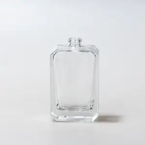 Bouteilles de parfum carrées transparentes rechargeables 50ml, bouteilles de parfum vides en verre de luxe, prix d'usine en Stock