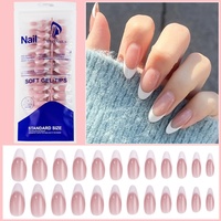 120 Pièces en Sachet, Faux Ongles Blancs en Forme d'Amande Goutte d'Eau avec Motif Nœud Papillon Français, Rose Nude, Amovibles et Prêts à Porter pour Manucure