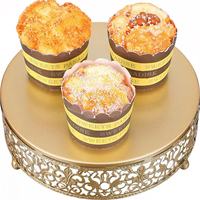 Support à gâteau élégant et luxueux en métal doré à plusieurs niveaux, design ajouré sculpté, pour mariage, fête, Thanksgiving, Noël, événements de remise de diplômes