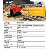 Spedizione Gratuita, Dumper Cingolato Mini 4x4 con Capacità di Carico 250kg/500kg/600kg, 4 Ruote, Autocaricante